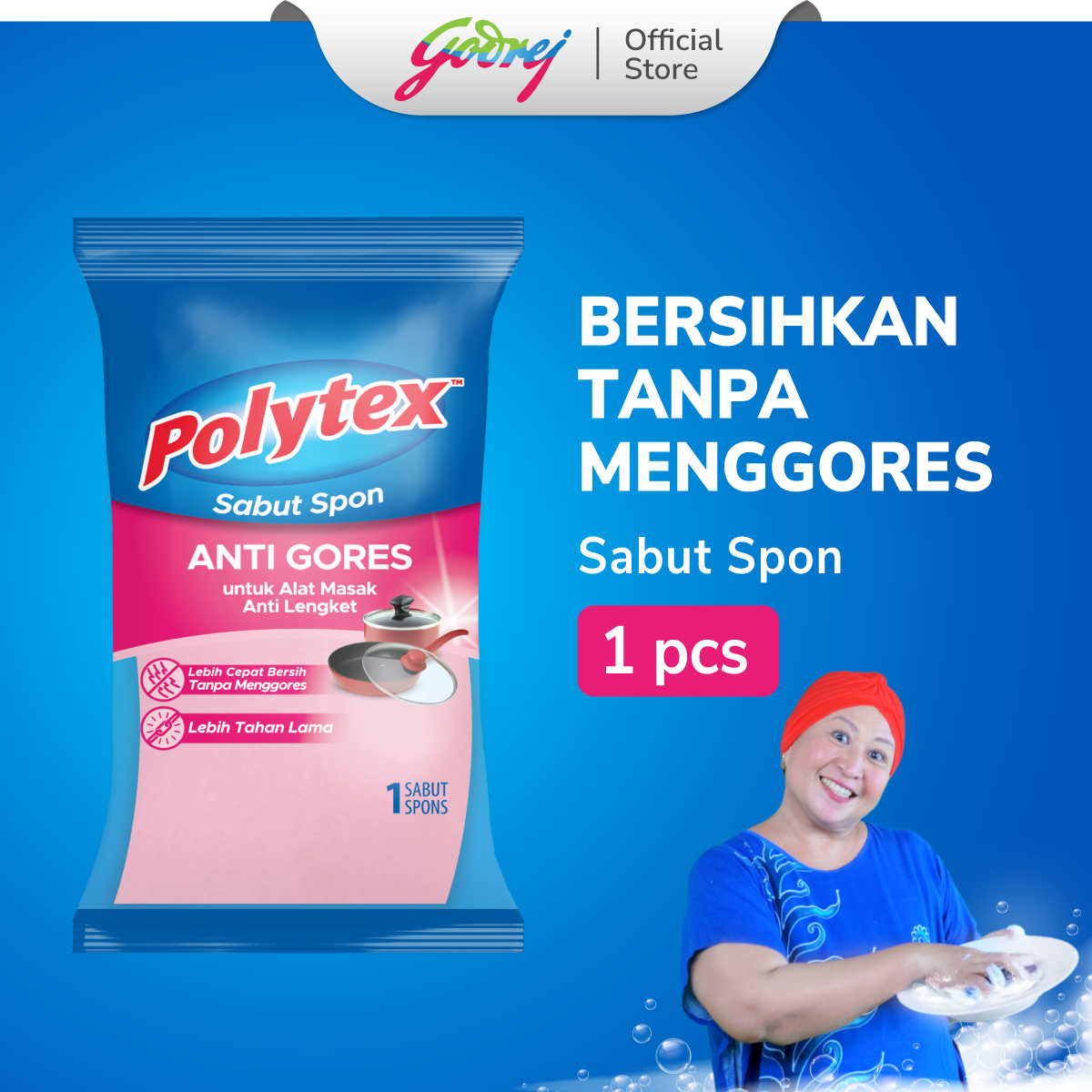 Polytex Sabut Spon Anti Gores untuk Alat Masak Anti Lengket