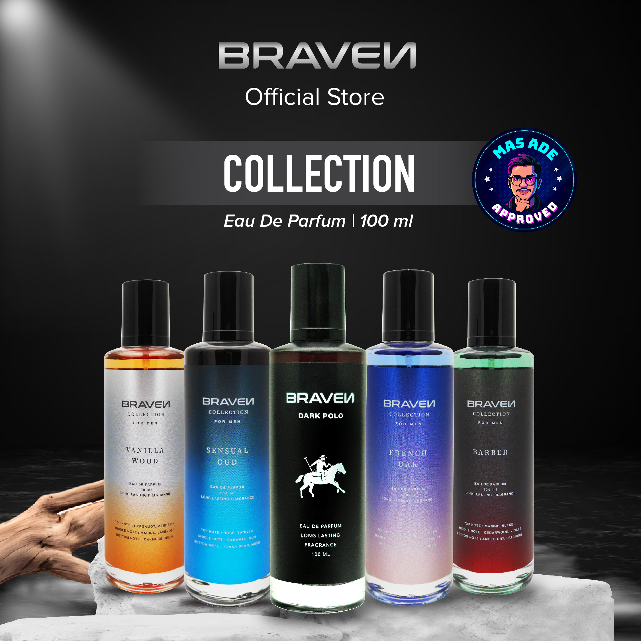 Braven Collection Eau De Parfum 100ml | Parfum Perfume Minyak Wangi Wanita Pria Tahan Lama - Vanilla