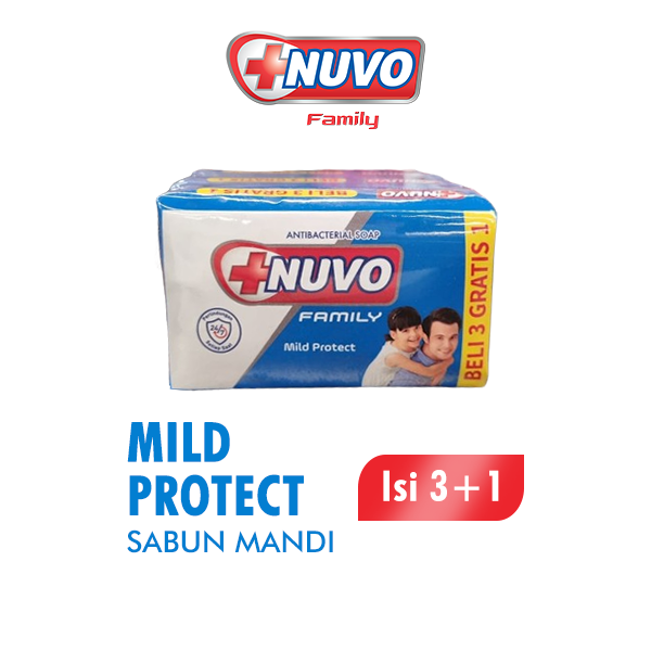 Nuvo Family Sabun Mandi Batang Multipack Biru Mild Protect 100 Gr (Beli 3 Gratis 1)