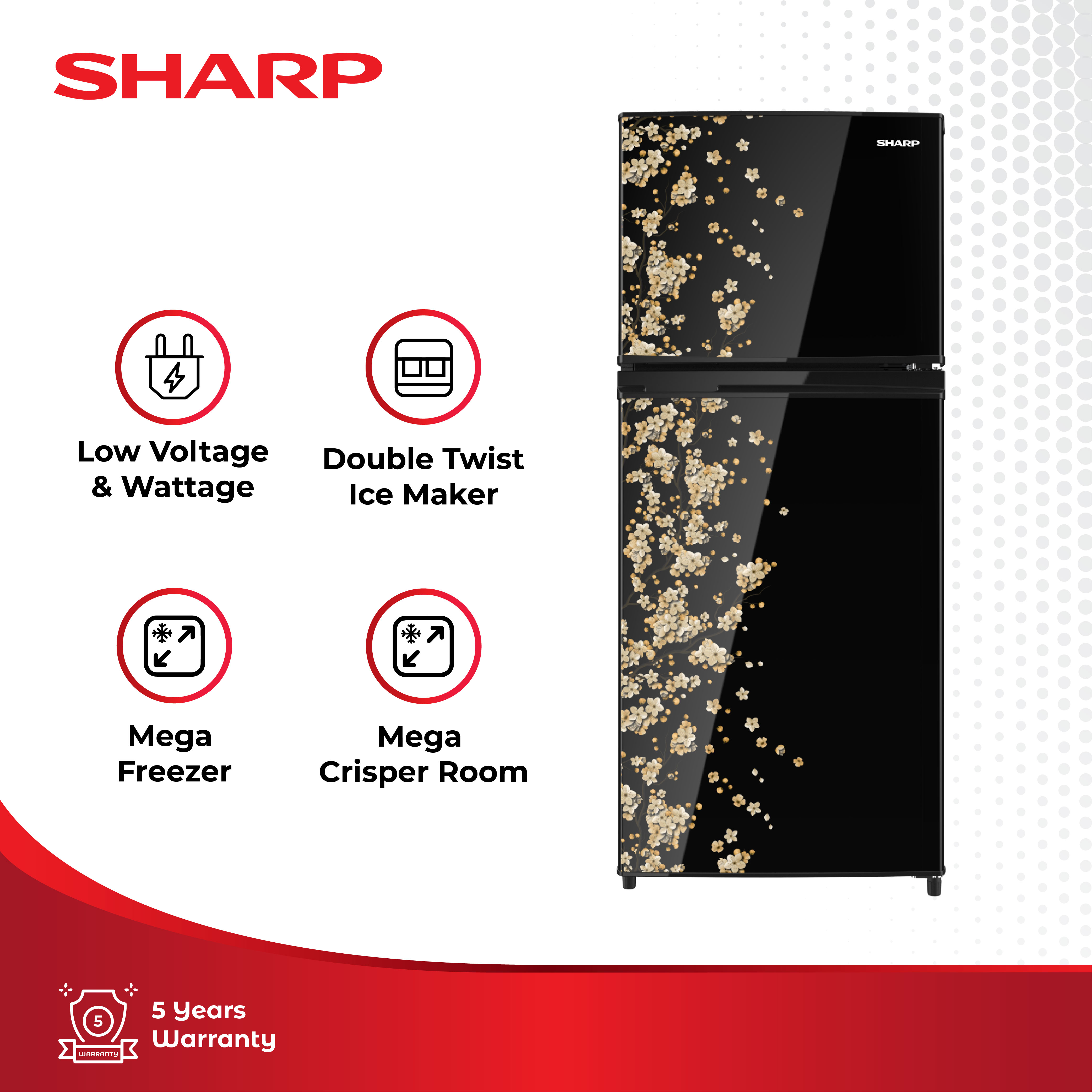 Sharp Kulkas 2 Pintu - 172 liter SJ-195MD-SY (Sakura Yellow)