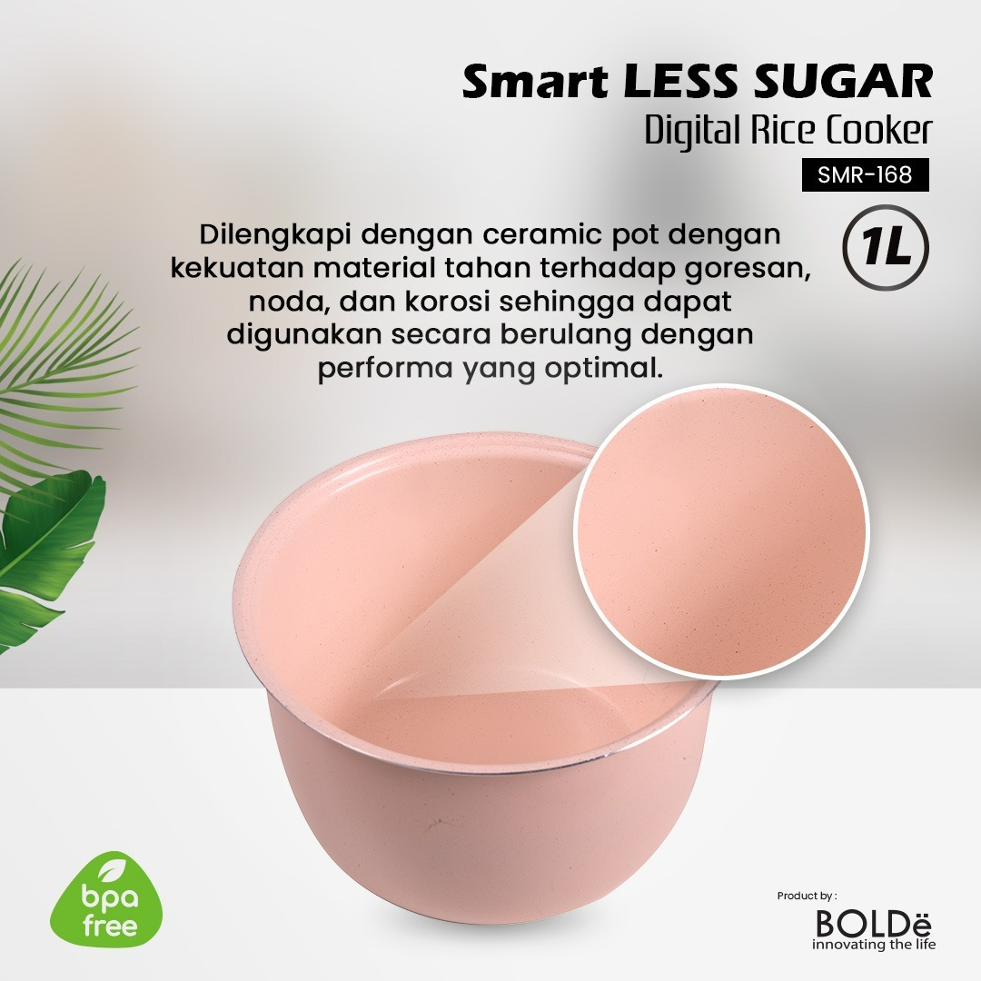 Bolde Smart Less Sugar Digital Rice Cooker 1L