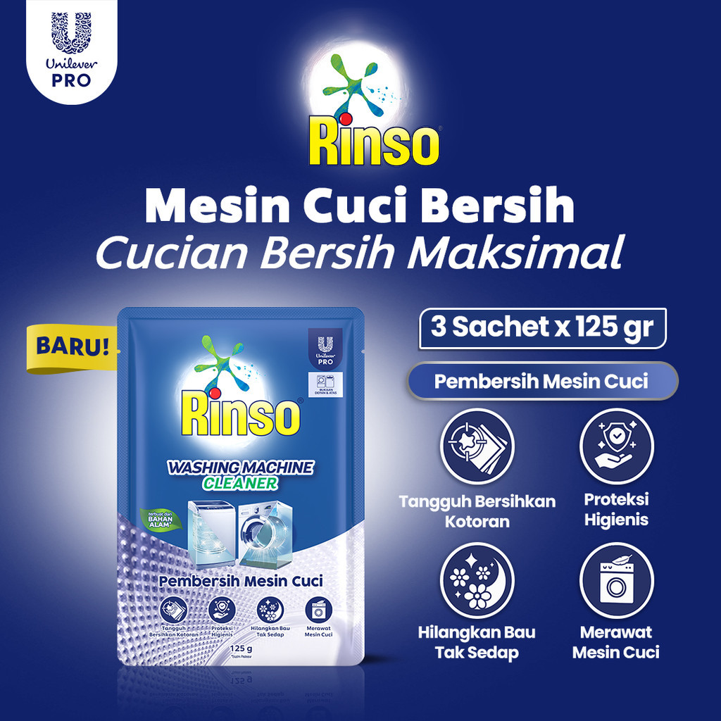 Rinso Washing Machine Cleaner Pembersih Mesin Cuci 3x125gr