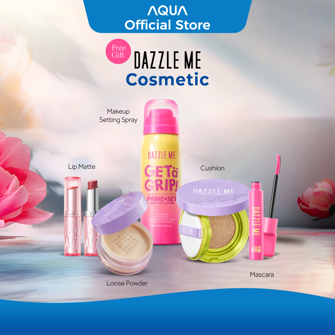 [GIFT] AQUA Elektronik x DAZZLE ME Makeup Setting Spray + Maxnificent Essence Cushion + Fixed Loose 