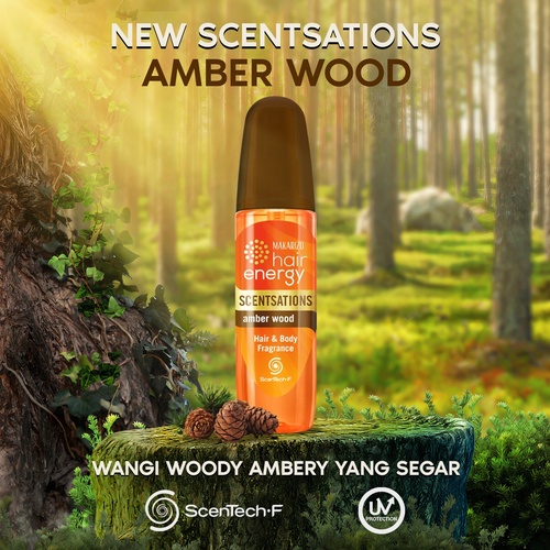 Makarizo Hair Energy Scentsations Hair Fragrance Amber Wood 100 mL Parfum Rambut / Hair Mist / Hair 
