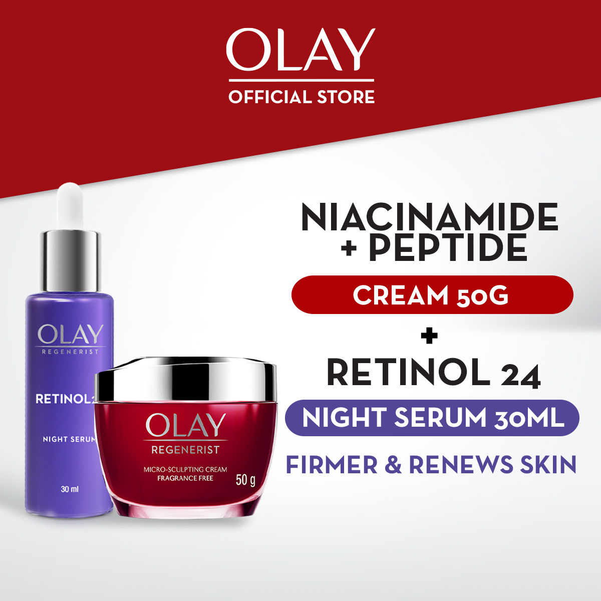 Olay Regenerist Micro Sculpting Day Cream 50gr  + Regenerist Retinol24 Night Serum 30ml Antiaging Ta