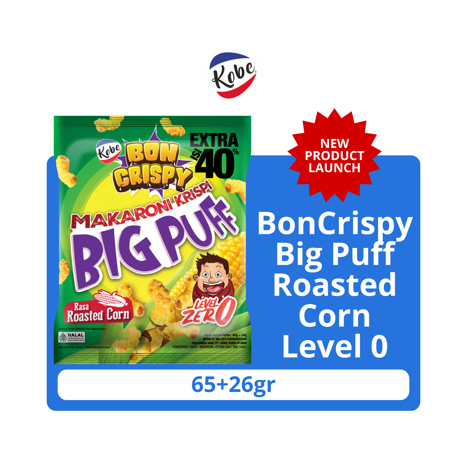 

Kobe BonCrispy Makaroni Krispy Big Puff Roasted Corn Level 0 65+26gr