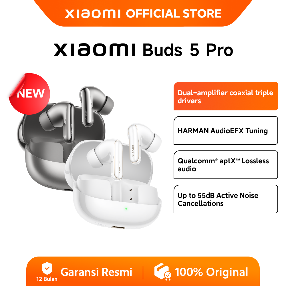 Xiaomi Buds 5 Pro | Dual-amplifier coaxial triple drivers | HARMAN AudioEFX Tuning | Qualcomm aptX™ 