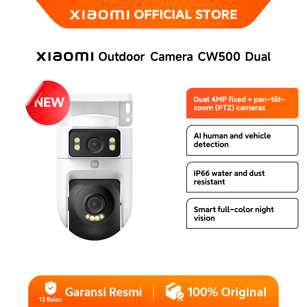 Xiaomi Outdoor Camera CW500 Dual ID | Dual 4MP Fixed | AI human and vehicle detection | IP66 | Smart Full-Color Night Vision [Official Store]