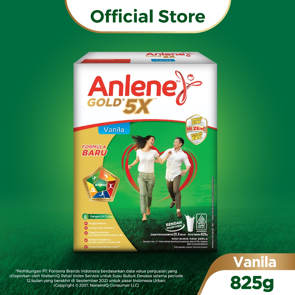 

Anlene Gold 5X Susu Bubuk Dewasa Vanila 825g - Nutrisi Tinggi Kalsium Untuk Tulang, Sendi, dan Otot