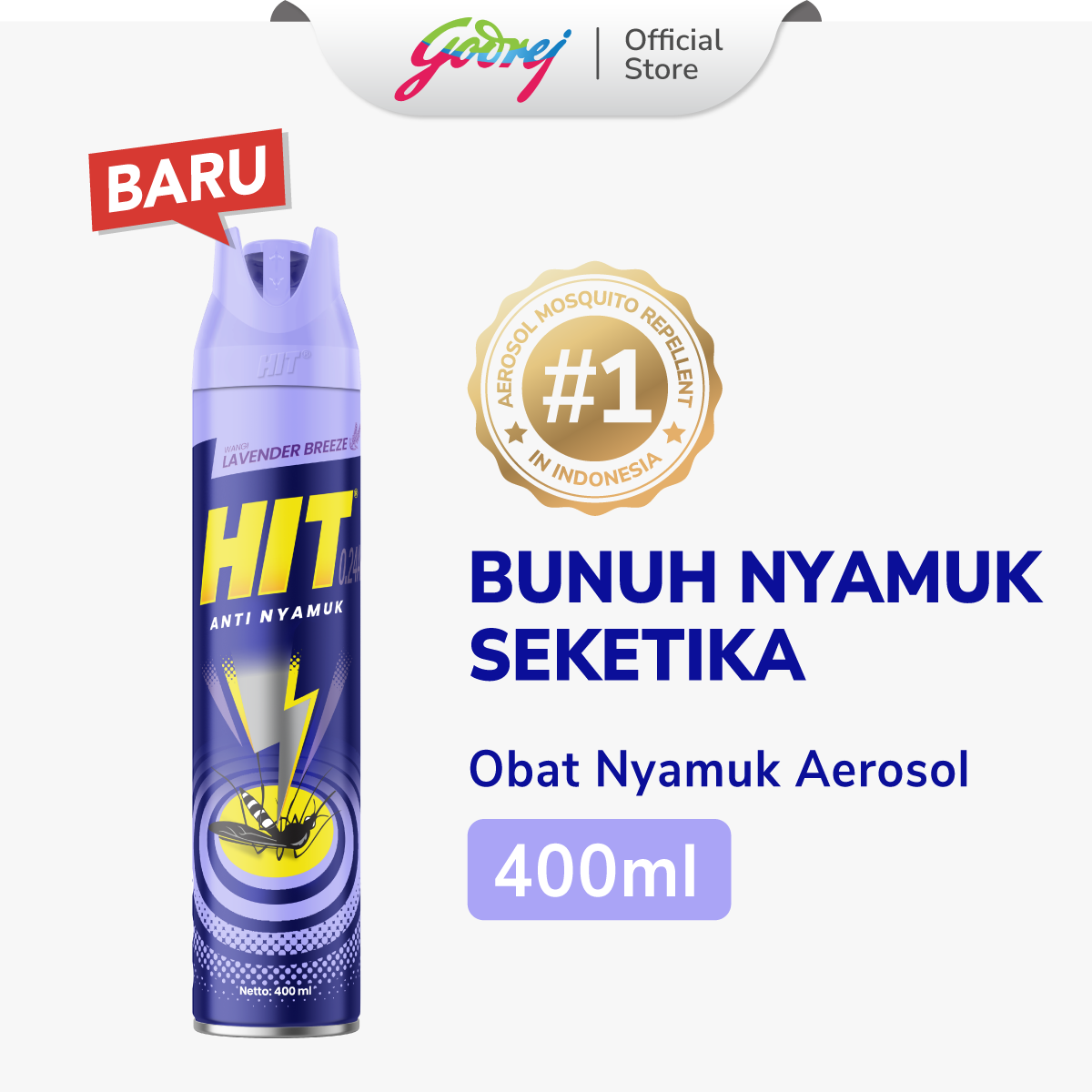HIT Aerosol Lavender 400ml - Obat Nyamuk - Bunuh Nyamuk Penyebab Demam Berdarah (DBD)
