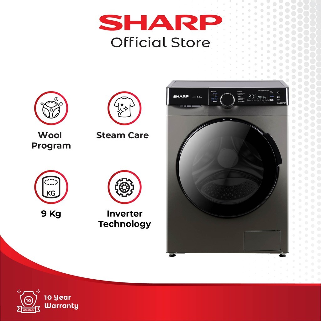 SHARP Mesin Cuci Front Loading 9kg - ES-FL1490MSX