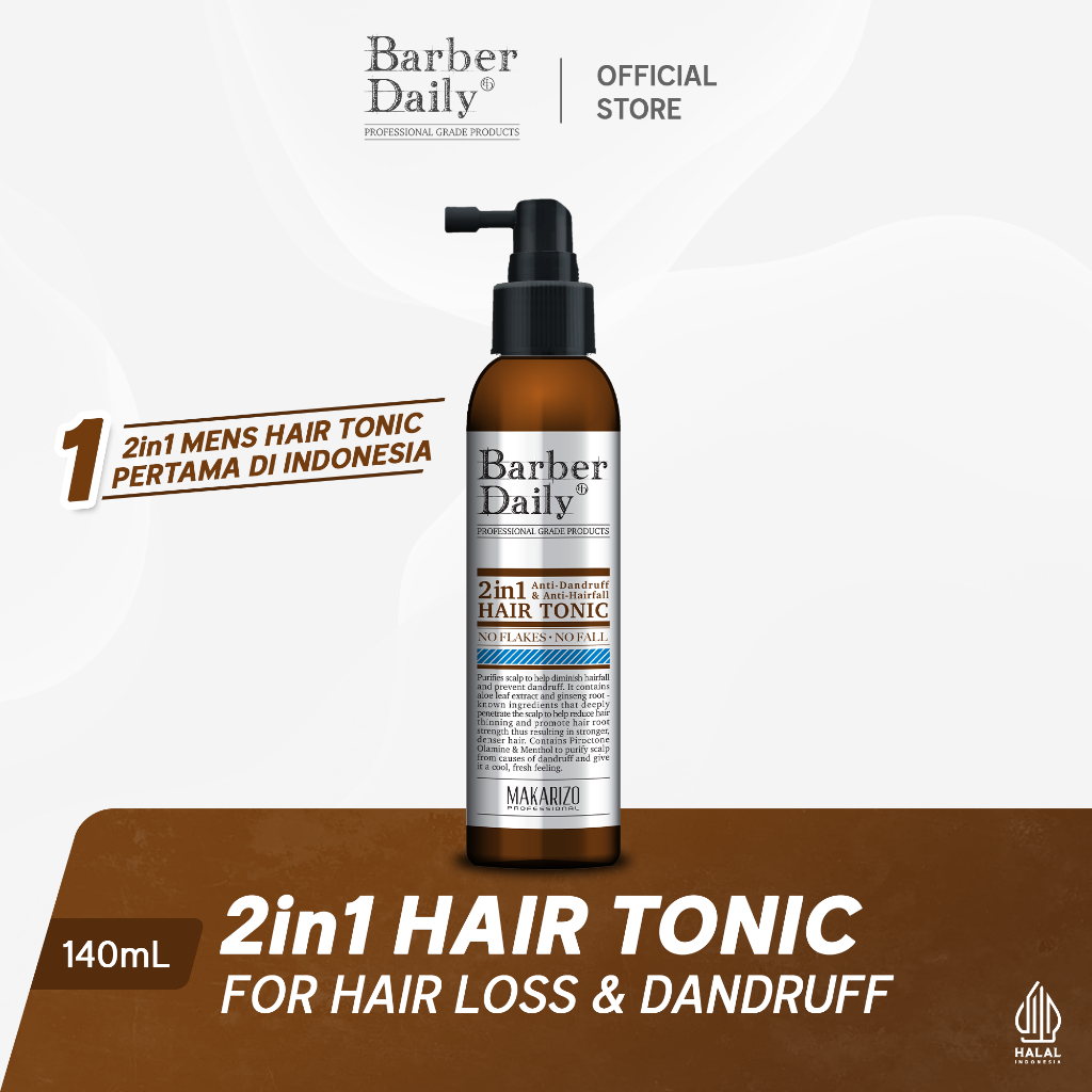 Makarizo Barber Daily 2 in 1 Hair Tonic 140 ml / Hair Tonic Spray / Perawatan Rambut Rontok / Vitami
