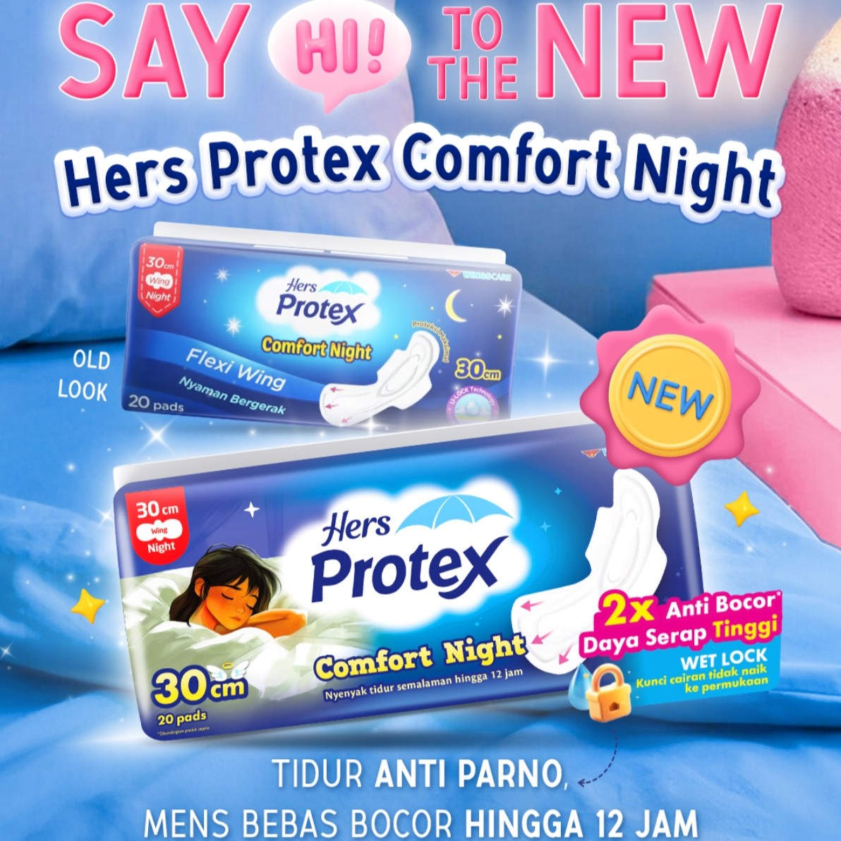 Hers Protex Softcare Pembalut Wanita Comfort Night 30 cm Bag Isi 20 Pcs - Gambar 2