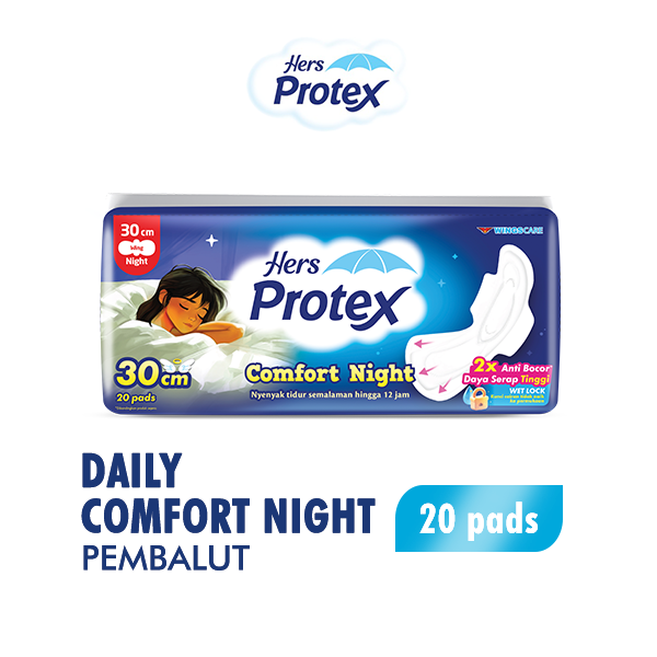Hers Protex Softcare Pembalut Wanita Comfort Night 30 cm Bag Isi 20 Pcs
