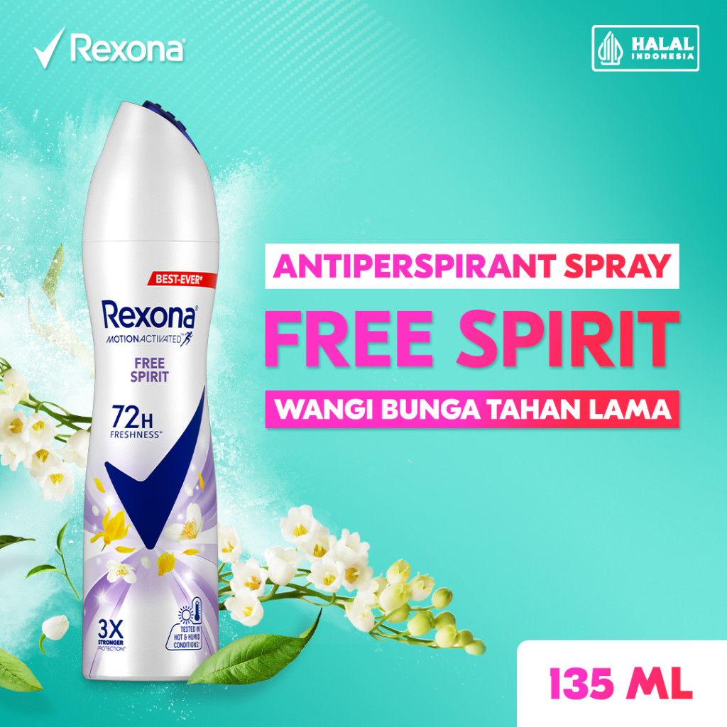 Rexona Deodorant Body Spray Antiperspirant Free Spirit 135 ml