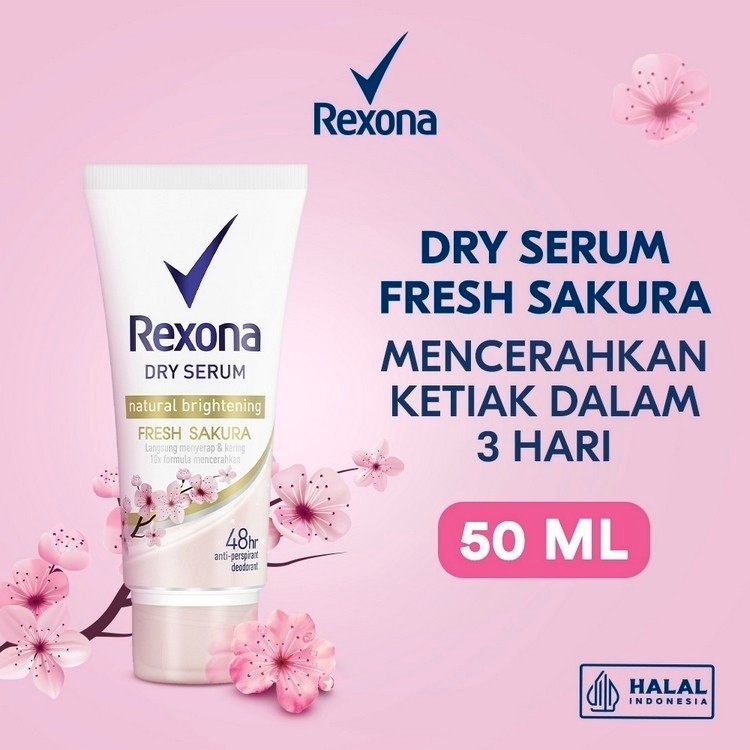 REXONA DEODORANT DRY SERUM NATURAL BRIGHTENING FRESH SAKURA 10X PENCERAH KETIAK 50ML