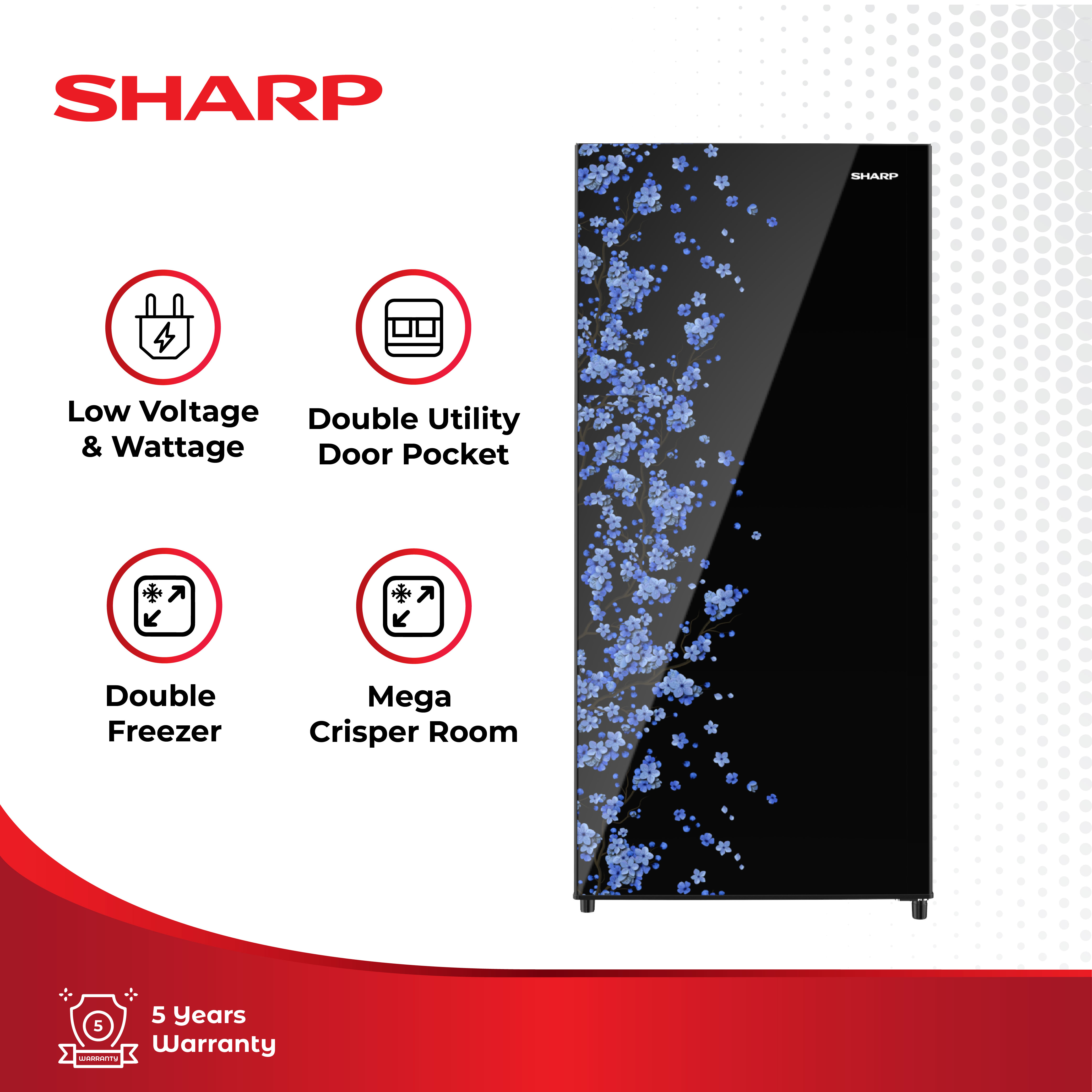 Sharp Kulkas 1 Pintu - 185 liter SJ-197W-SB (Sakura Blue)