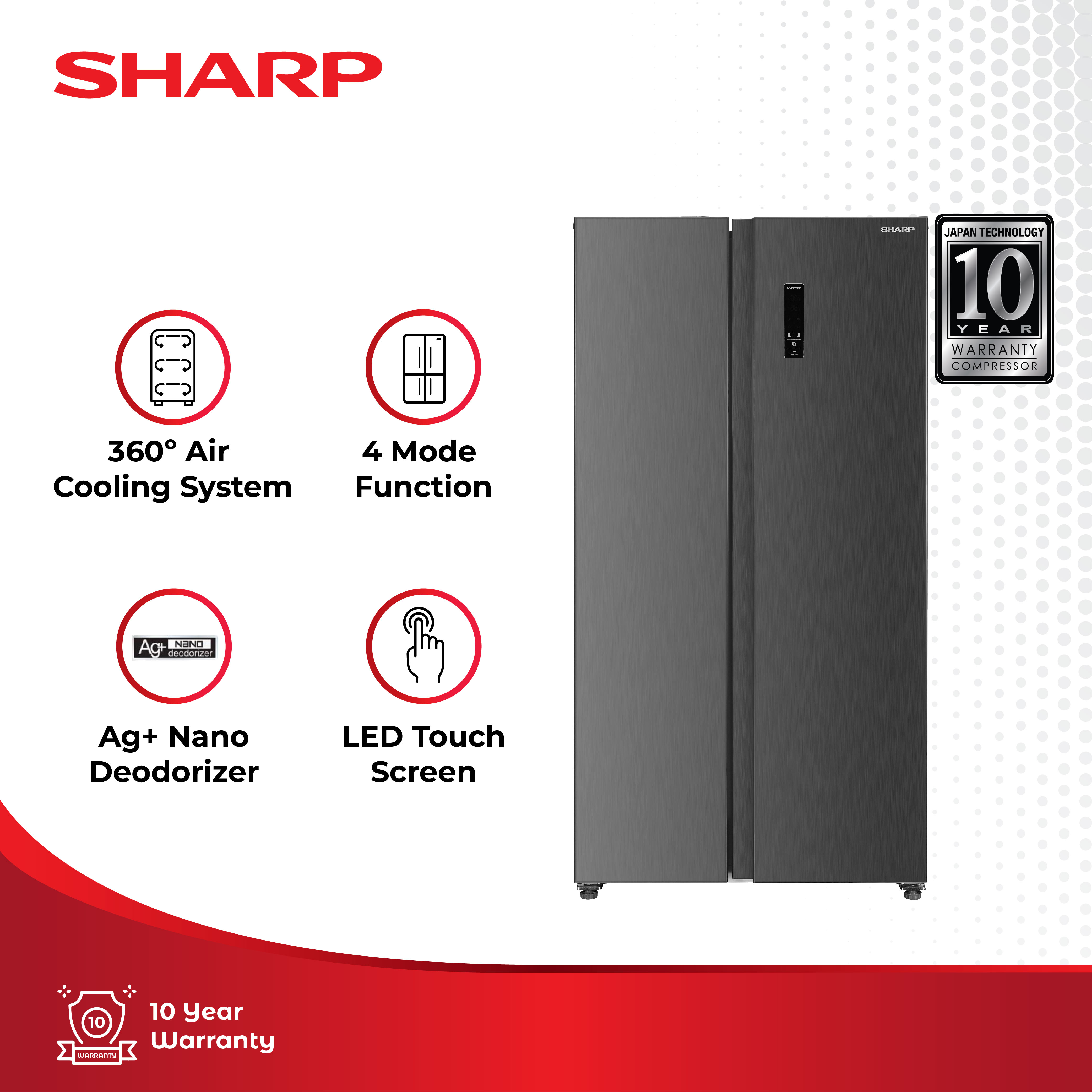 Sharp Kulkas Side By Side - 536 liter SJ-IS60MB-DS
