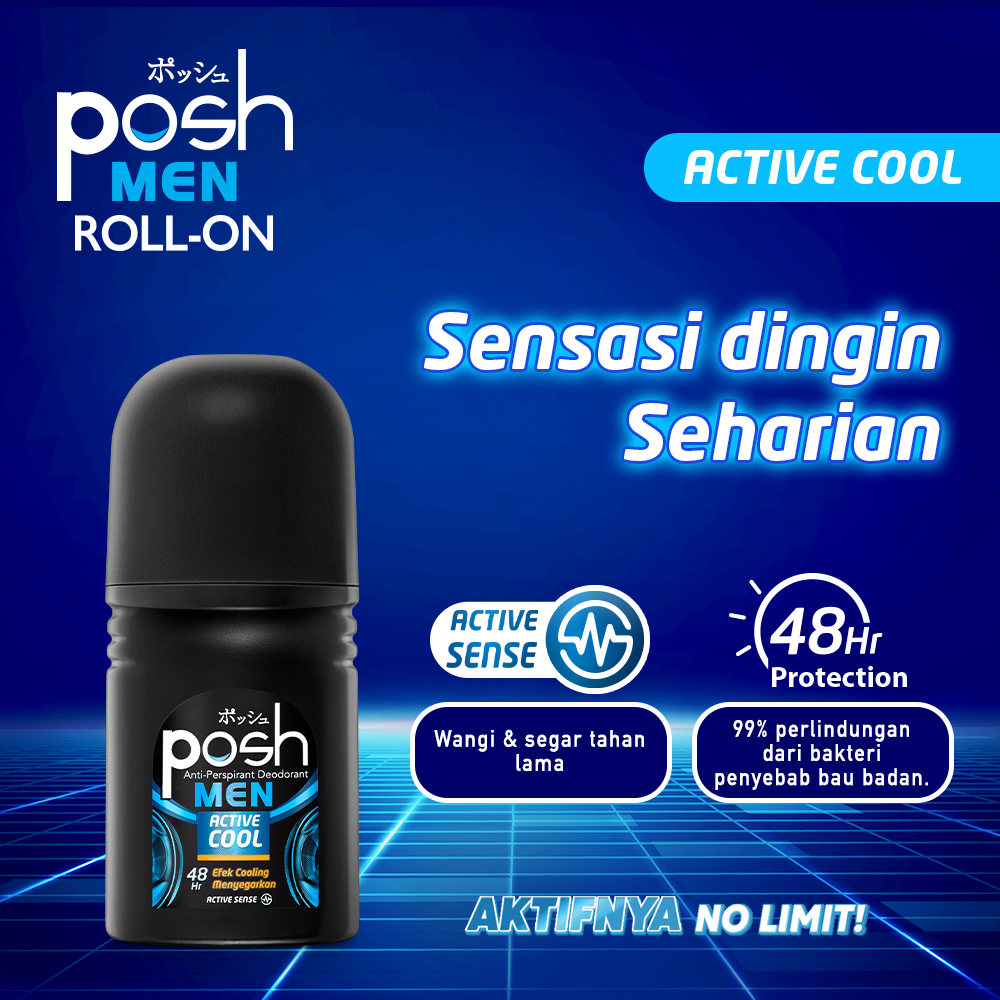 Posh Men Roll On Deodoran Active Cool 50 ml - Gambar 2