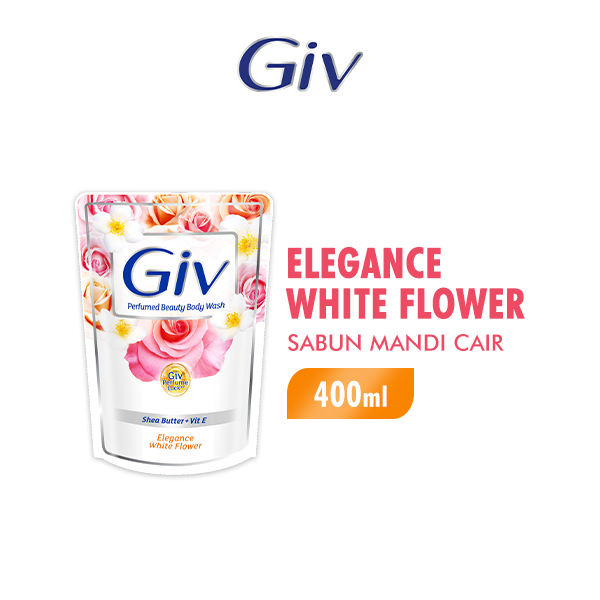 Giv Sabun Mandi Cair Putih Flowers & Vanilla Pouch 400 ml