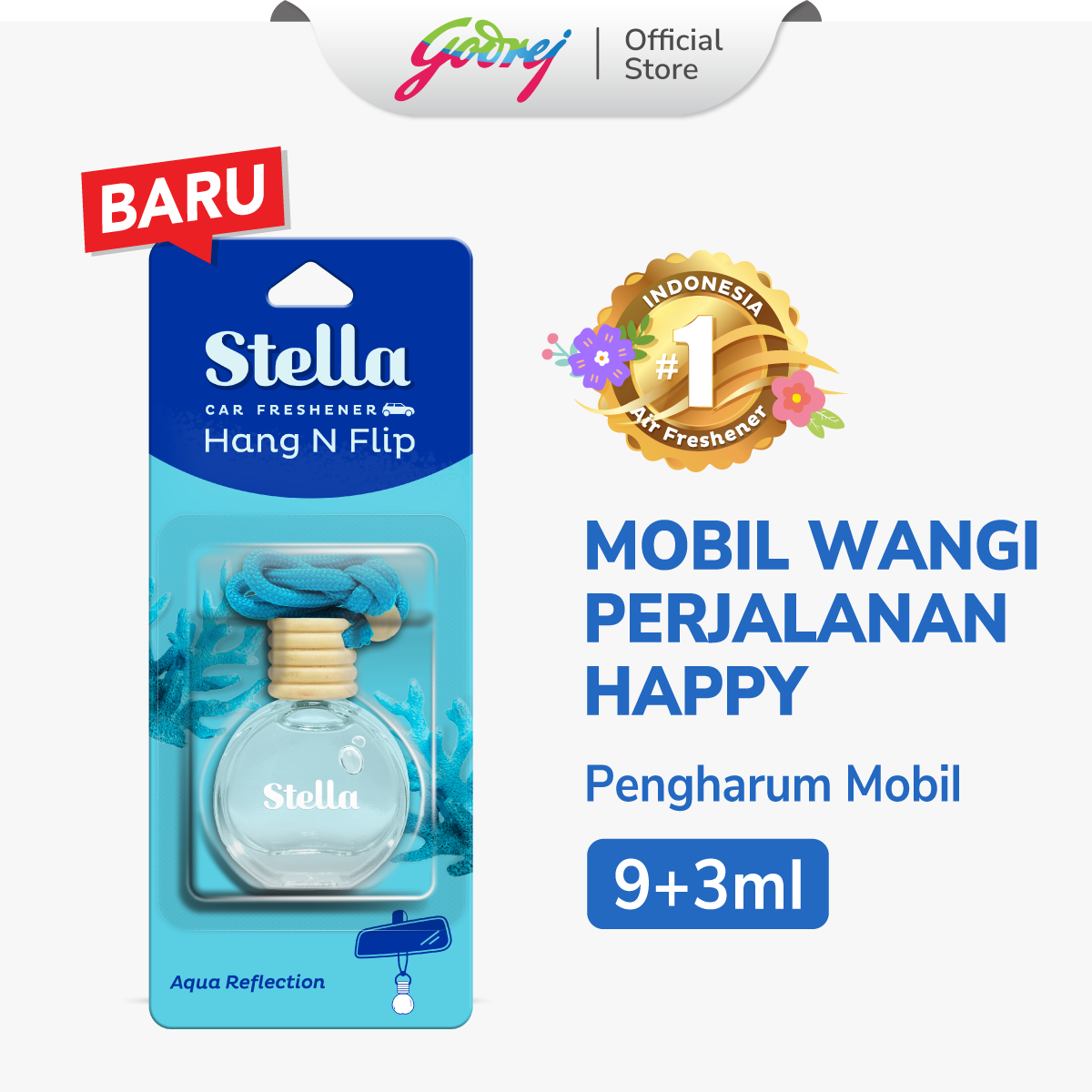 Stella Hang N Flip Aqua Reflection 12ml - Pengharum & Pewangi Mobil