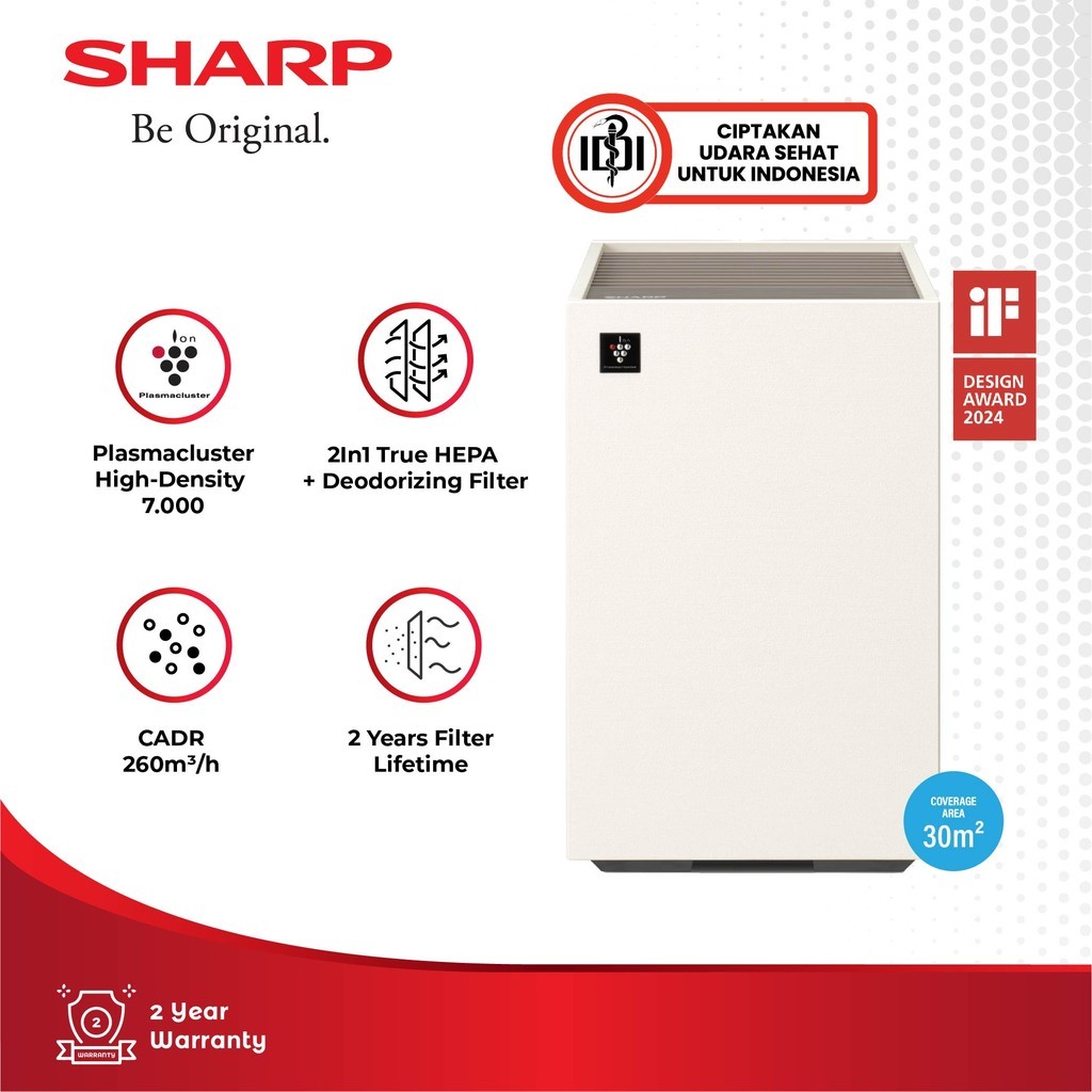 Sharp Purefit Mini Series - Pembersih Udara Ruangan With Plasmacluster Ion 30m² - FP-S40Y-W