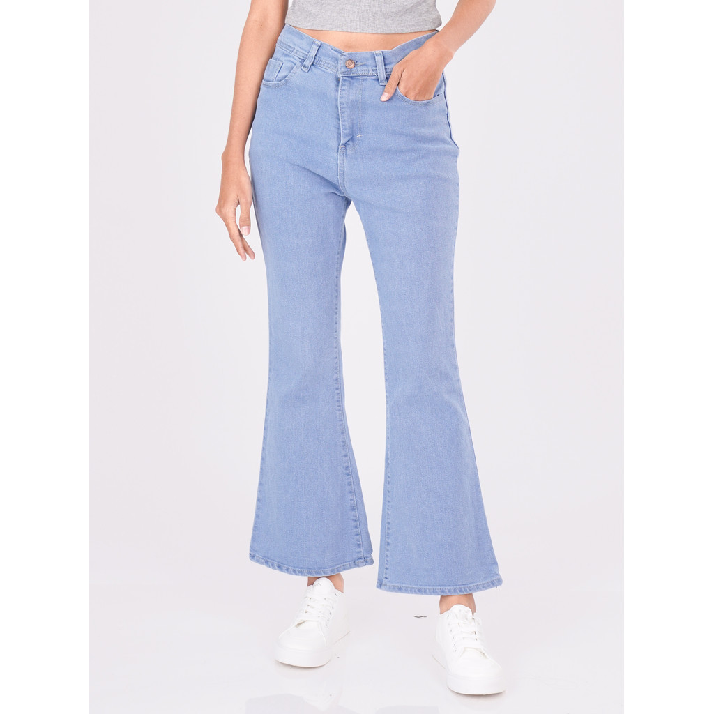 Kiera Celana Cutbray Wanita Highwaist Stretch Jeans