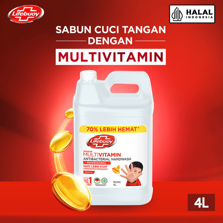 Lifebuoy Handwash Liquid Total 10 4L - Sabun Cuci Tangan Cair Anti Bakteri Refill