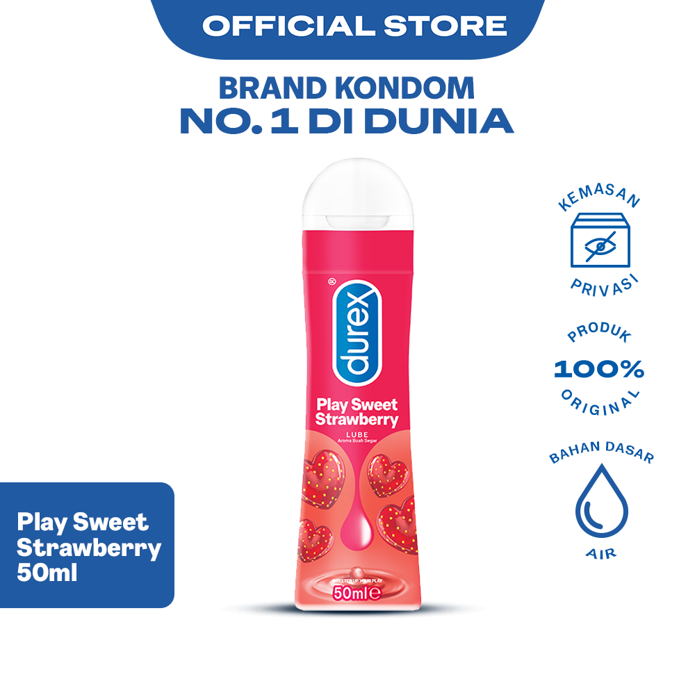 Durex Strawberry Pelumas Gel Seks Pria & Wanita Rasa Strawberry 50ml Bottle - Lubricant Water Based