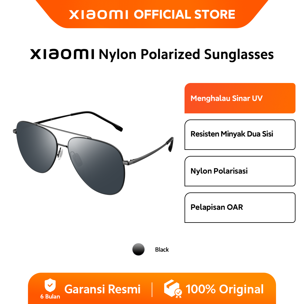 Xiaomi Nylon Polarized Sunglasses | Menghalau Sinar UV | Resisten Minyak | Nylon Polarisasi | Pelapi