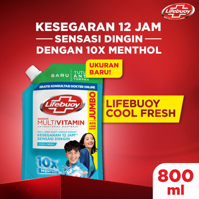 Lifebuoy Sabun Mandi Cair Body Wash Cool Fresh Antibakteri 800Ml