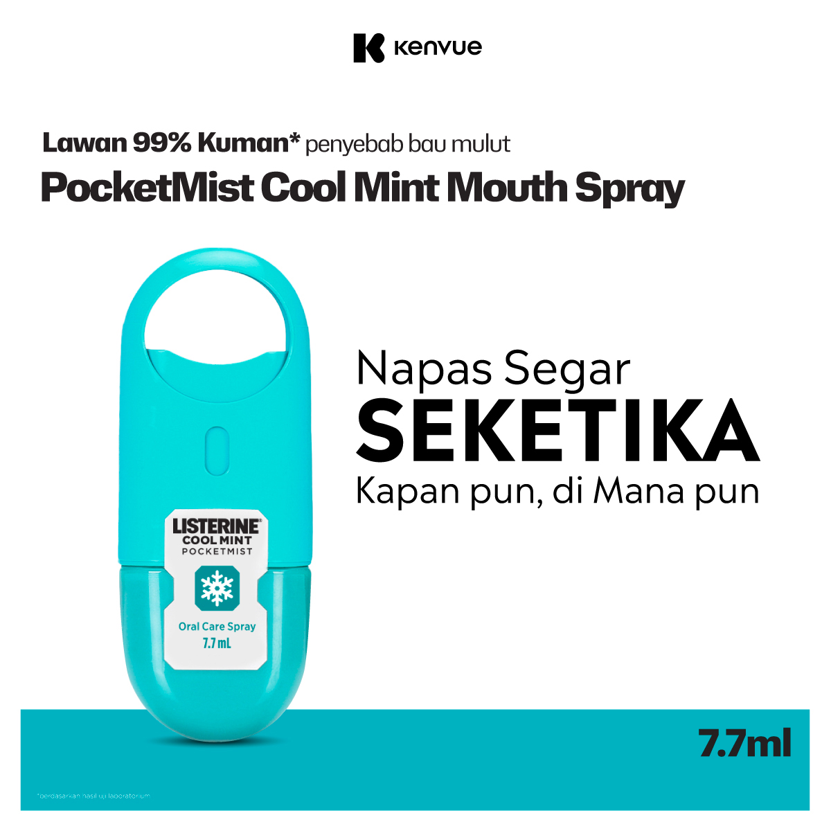 LISTERINE PocketMist Cool Mint / Pocket Mist Mouth spray untuk napas ekstra segar seketika lawan bau