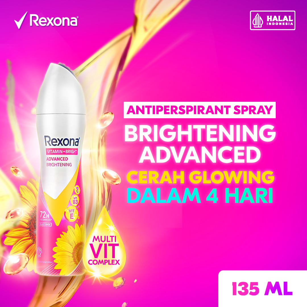 REXONA WOMEN ANTIPERSPIRANT AEROSOL DEODORANT SPRAY ADVANCED BRIGHTENING 135ML