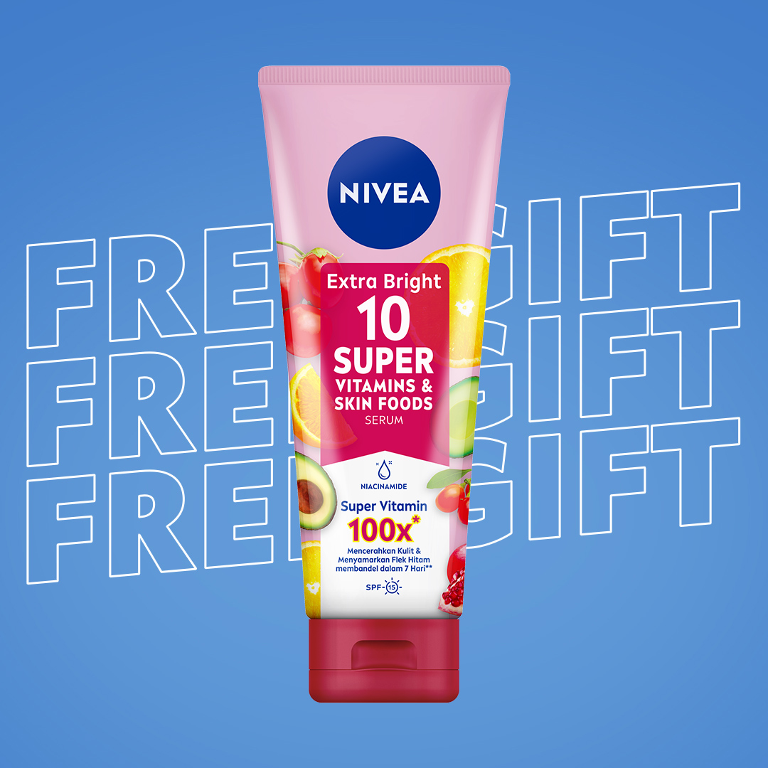 [Gift GWP]NIVEA Extra Bright 10 Super Vitamins & Skin Foods Serum in Lotion 180ml