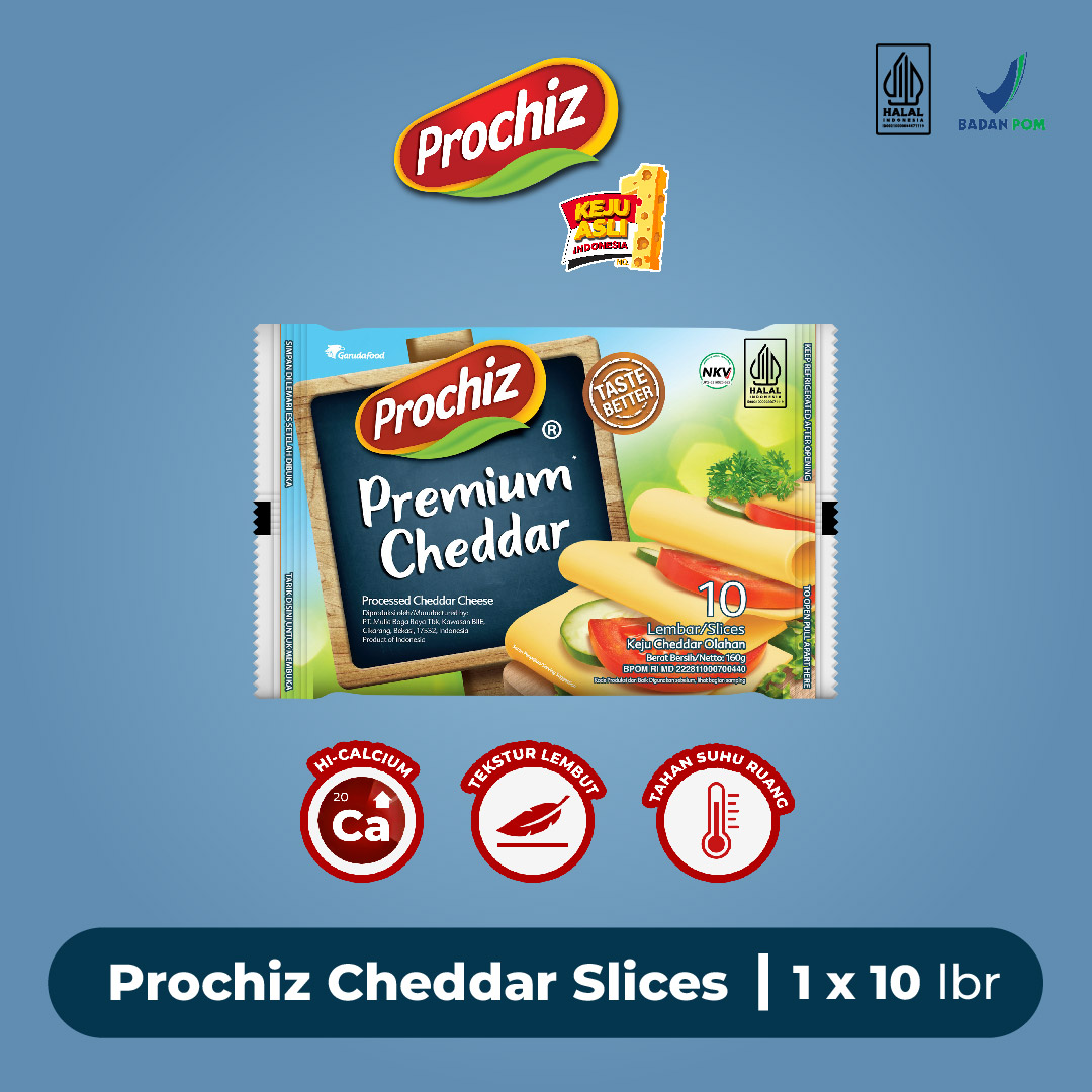 

PROCHIZ Premium Cheddar Slice 10s