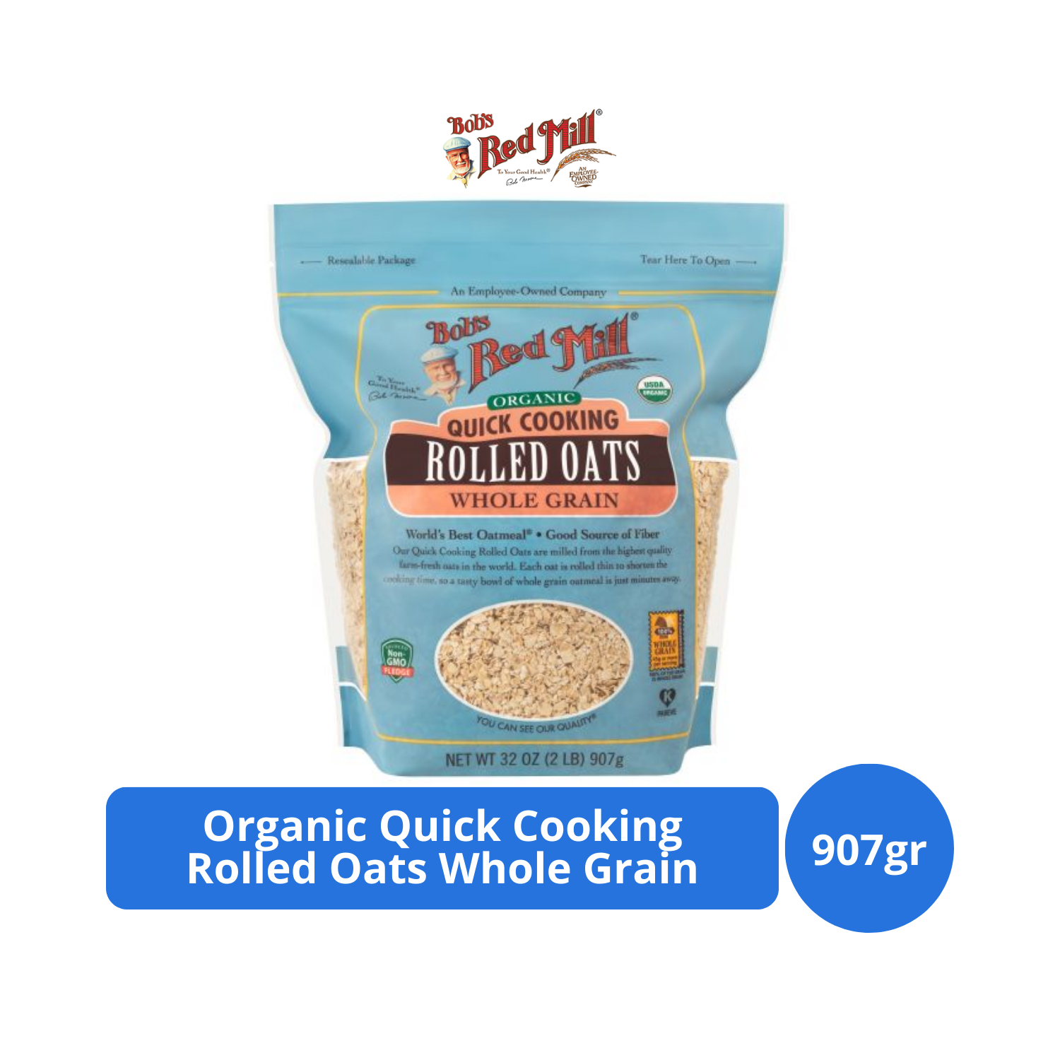 

Bob's Red Mill Organic Quick Cooking Rolled Oats Whole Grain 907gr (32oz)