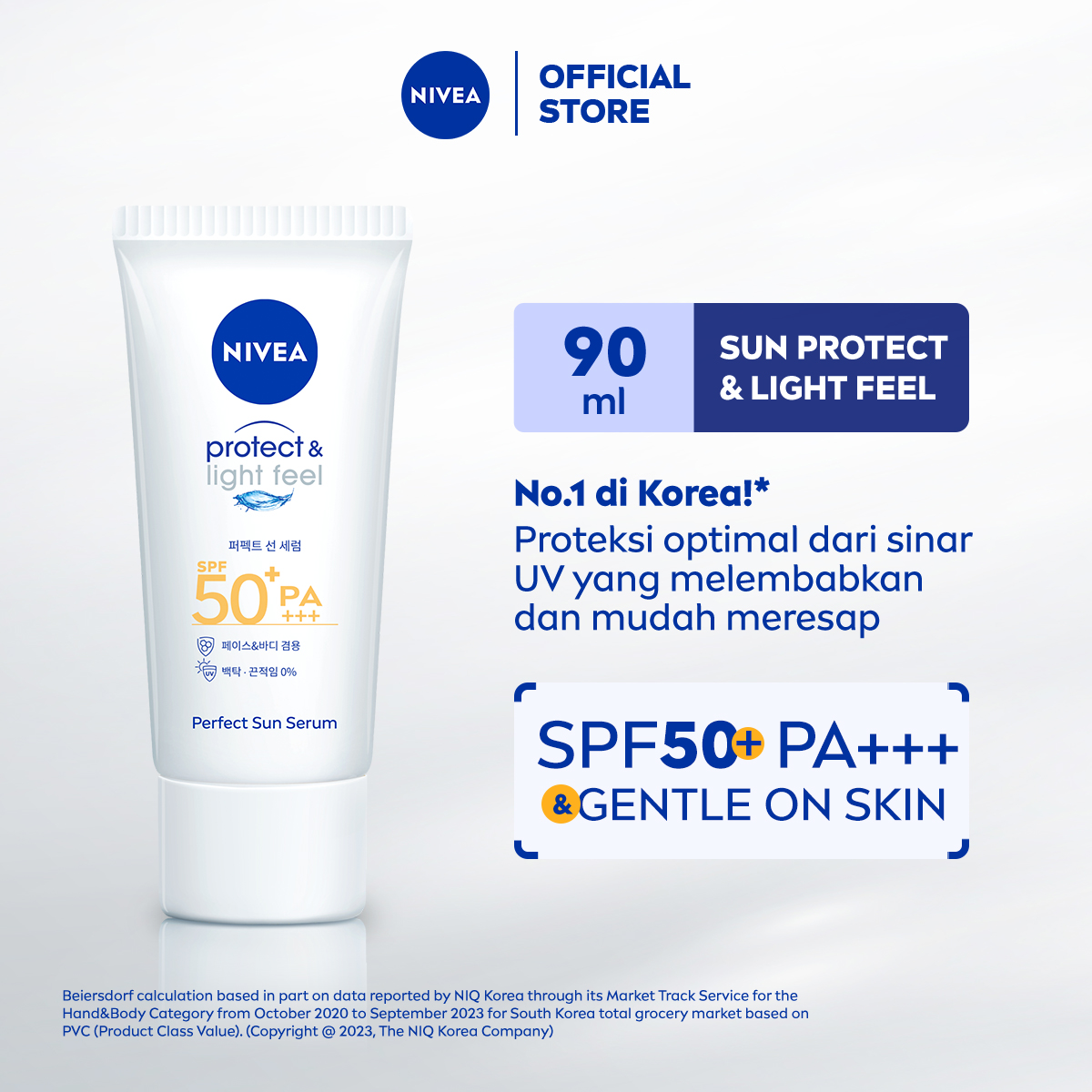 NIVEA SUN Sunscreen Face Serum Protect & Light Feel SPF50+ PA+++ 90ml - Sunscreen wajah serum sunblo