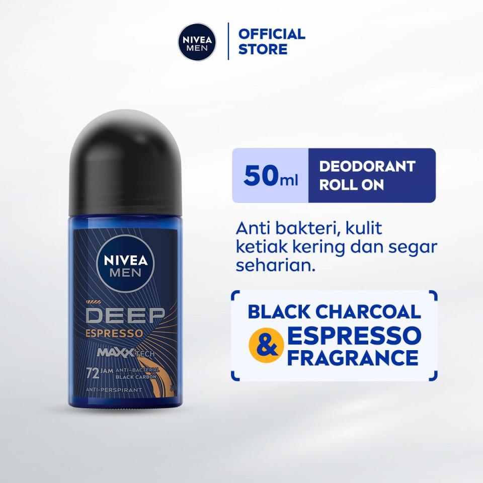 [Special Price Gift]NIVEA MEN Deodorant Roll On Deep Espresso 50ml - Kulit ketiak kering, wangi & se