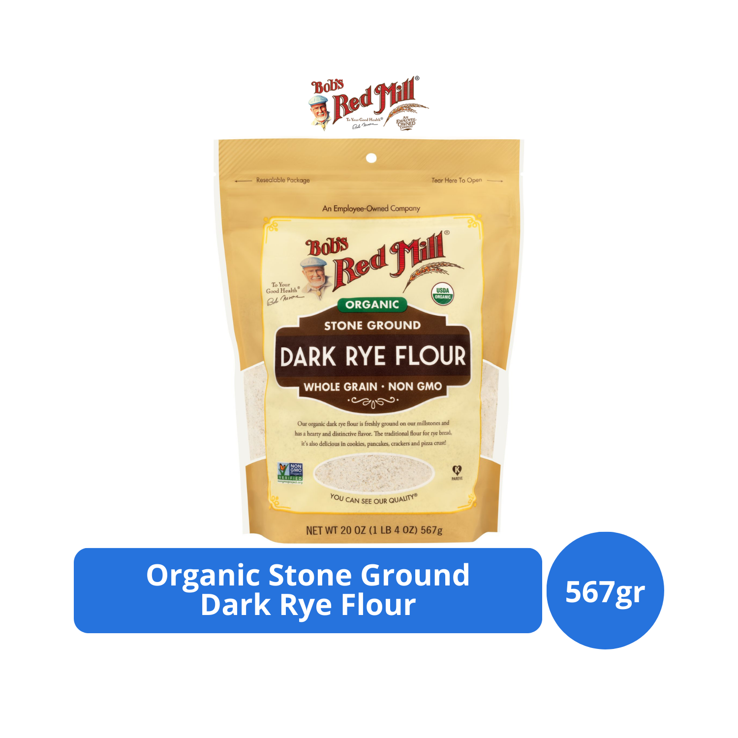 

Bob's Red Mill Organic Stone Ground Dark Rye Flour 567gr (20oz)