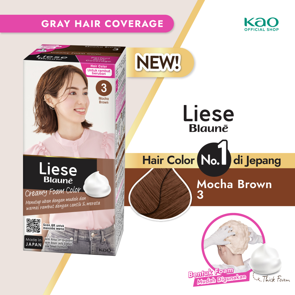 Liese Blaune Creamy Bubble Hair Color Cat Pewarna Rambut Mocha Brown Penutup Uban