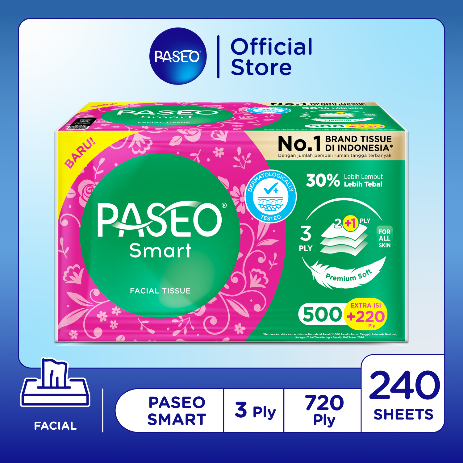 Paseo Smart Facial Soft Pack 720 Ply MT