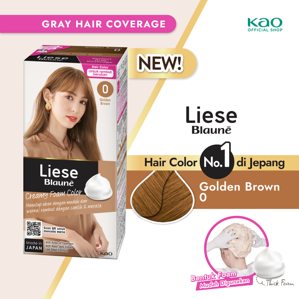 Liese Blaune Creamy Bubble Hair Color Cat Pewarna Rambut Golden Brown Penutup Uban