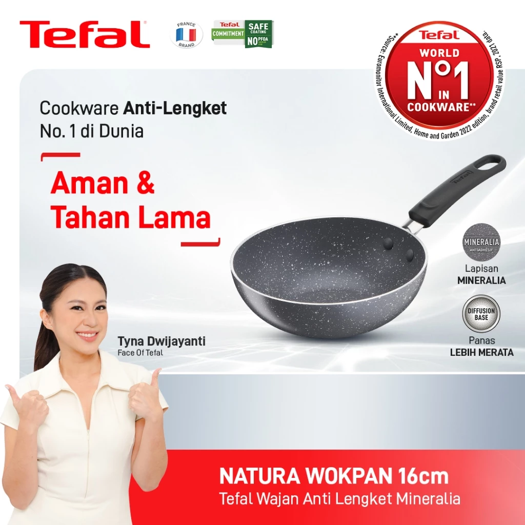 [GIMMICK] Tefal Natura Mini Wokpan 16cm / Wajan Anti Lengket / Penggorengan / Garansi 1 Tahun