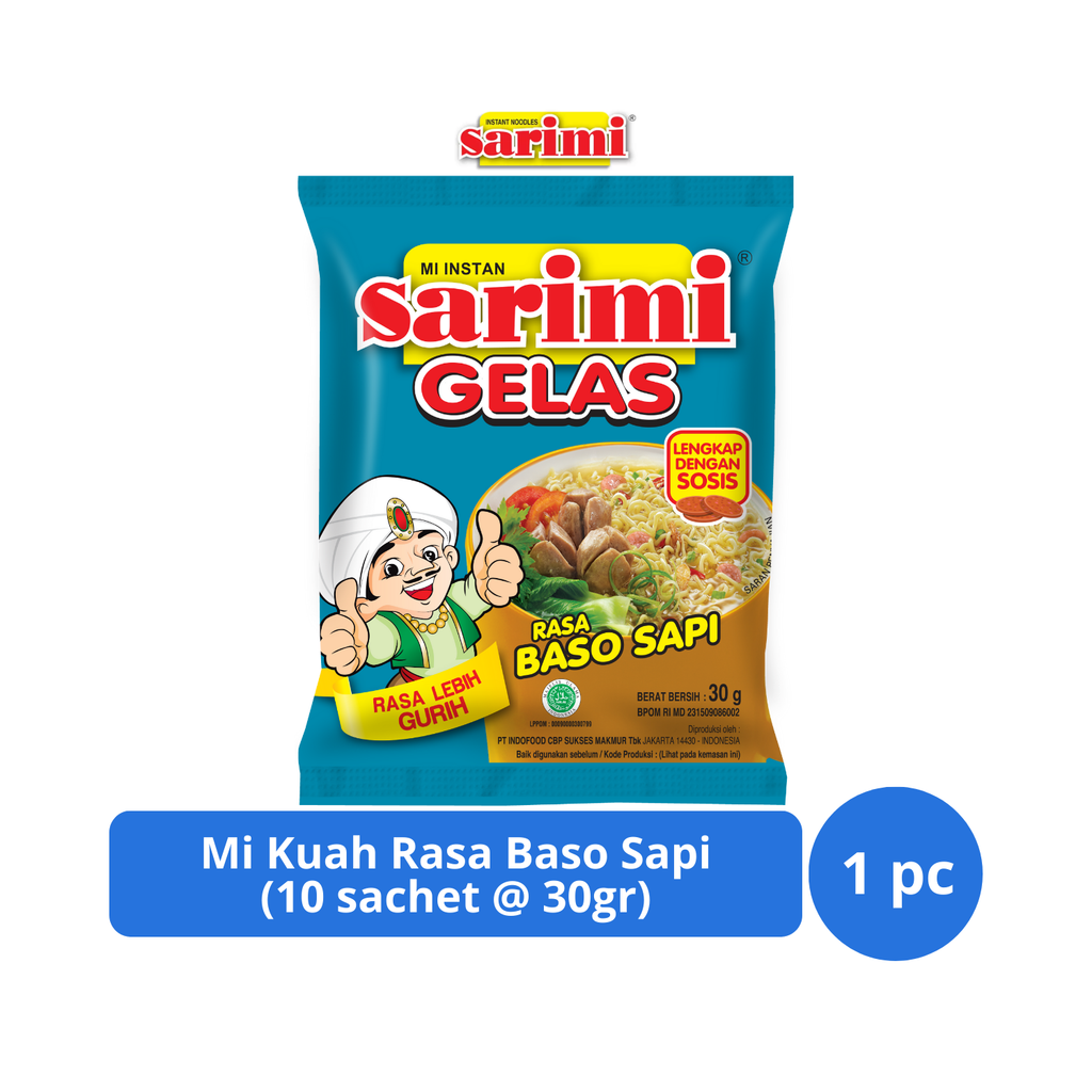 

Sarimi Gelas Mi Kuah Rasa Baso Sapi 10s @ 30gr
