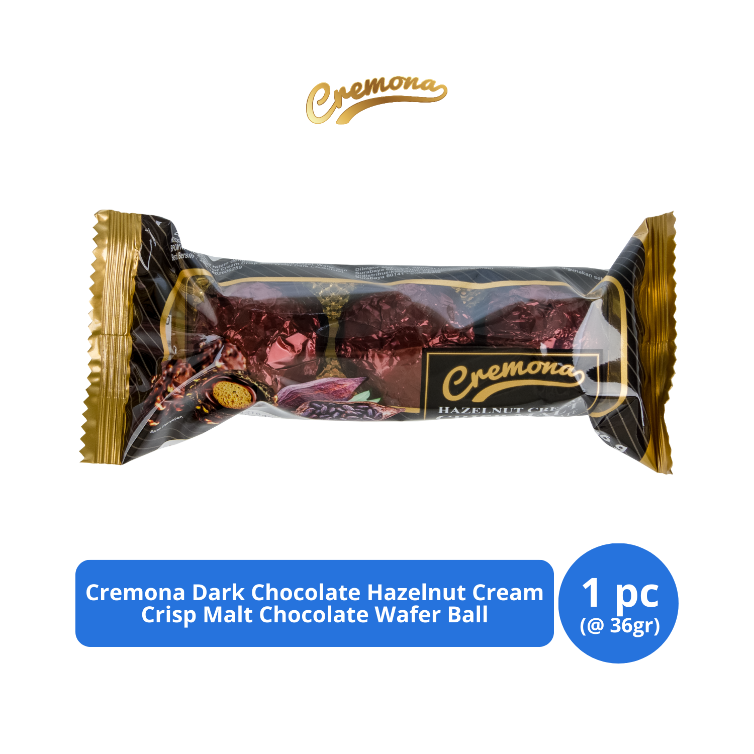 

Cremona Dark Chocolate Hazelnut Cream Crisp Malt Chocolate Wafer Ball T3 (3s @ 12gr)