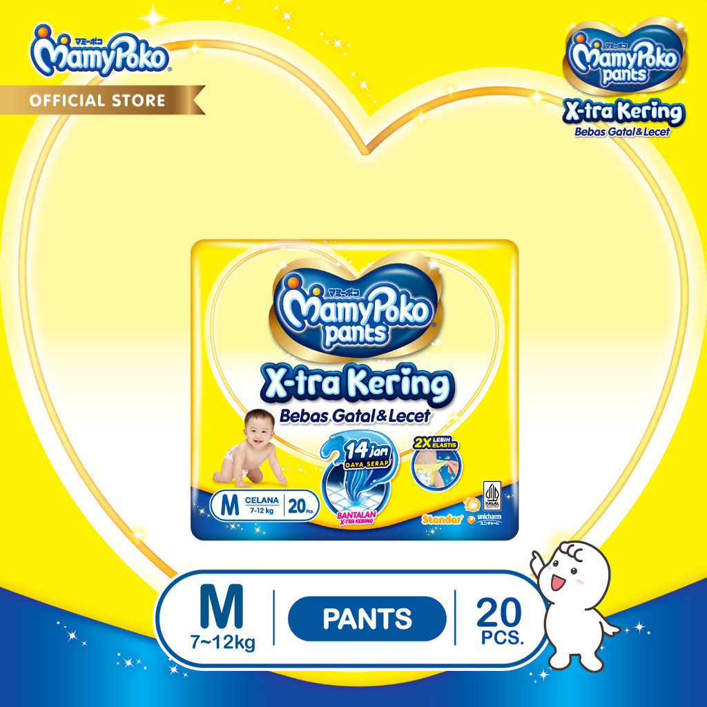 MamyPoko Pants X-tra Kering - M 20 - Popok Celana
