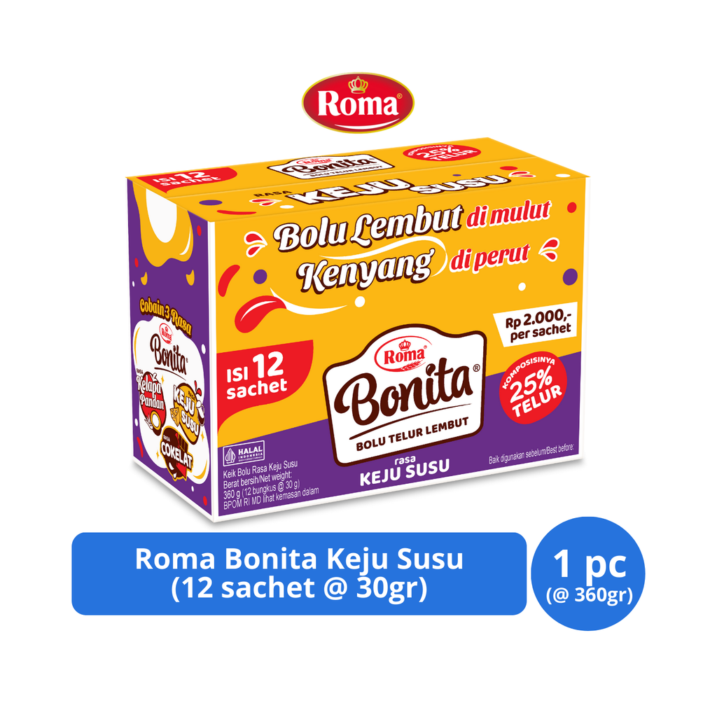 

Roma Bonita Keju Susu 12s @ 30gr