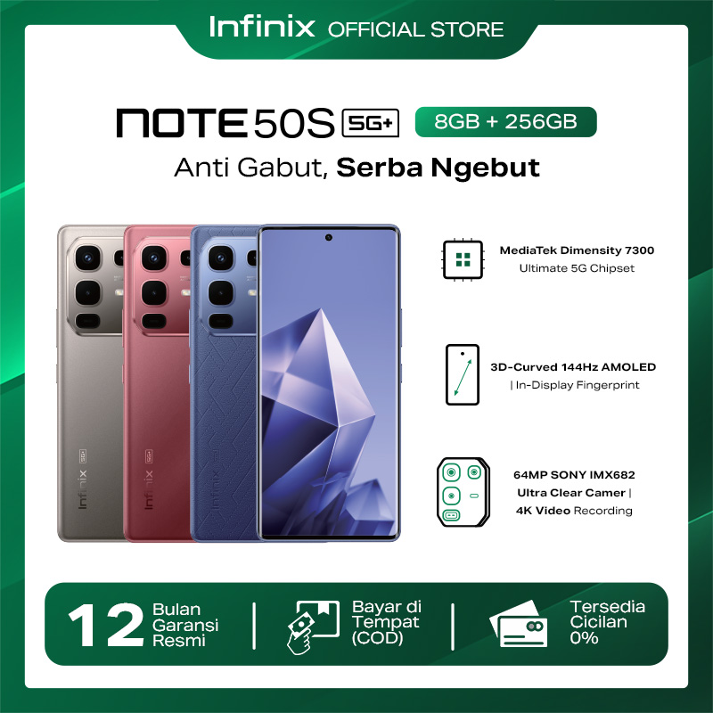 Infinix Note 50S 5G+ 8/256GB - Up to 16GB Extended RAM - Dimensity 7300 Ultimate - 6.78” 3D Curved F