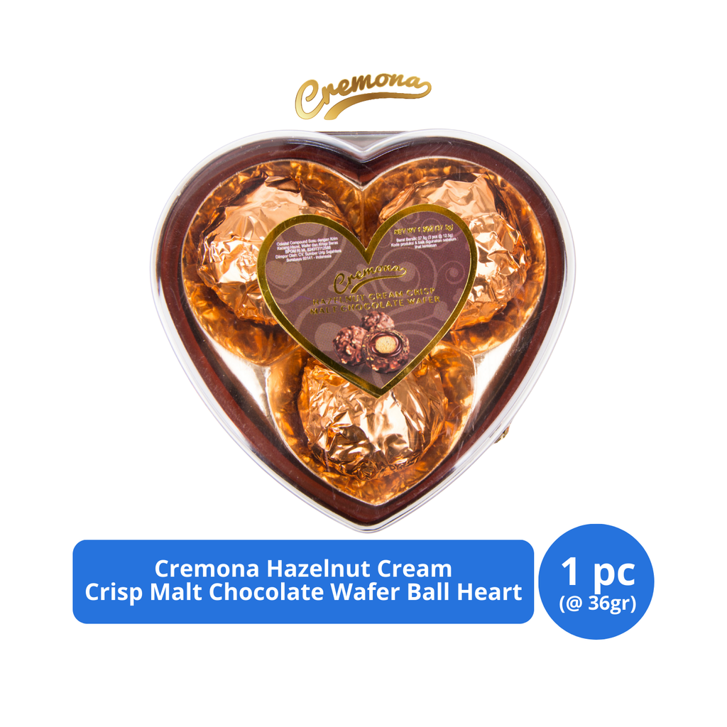 

Cremona Hazelnut Cream Crisp Malt Chocolate Wafer Ball Heart T3 (3s @ 12gr)