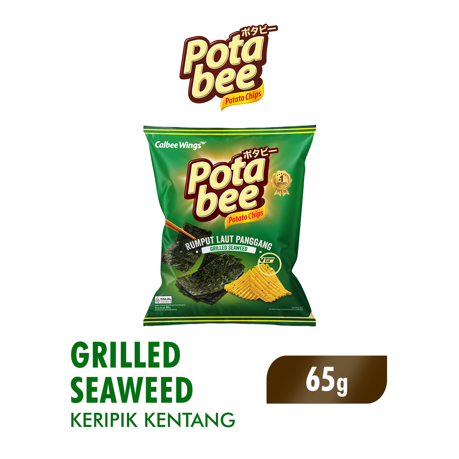 Potabee Keripik Kentang Grilled Seaweed 65 gr